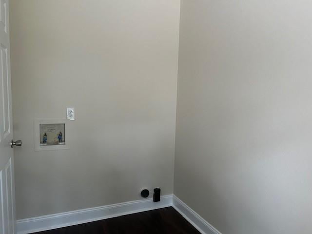 13580 Laco Cooper Rd, Wilmer, AL 36587 - washroom with hookup for a washing machine, baseboards, hookup for an electric dryer, and dark wood finished floors