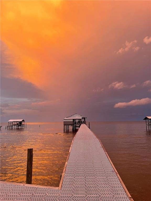 dock area featuring a water view