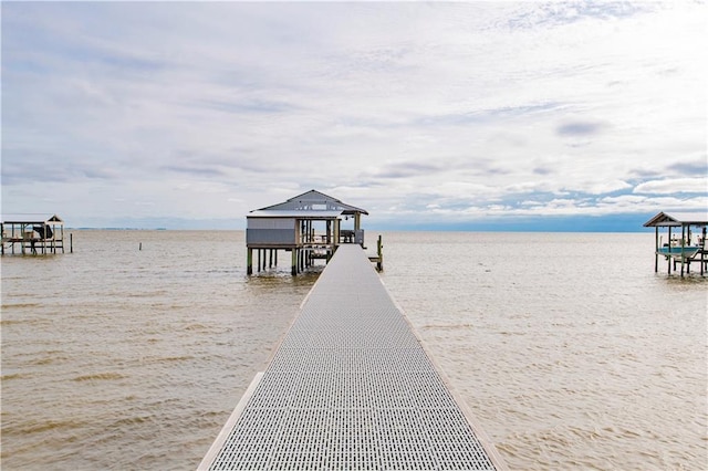 view of dock featuring a water view