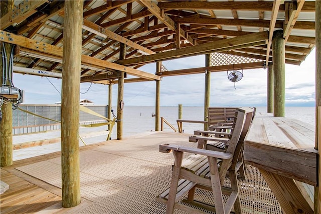 dock area featuring a water view