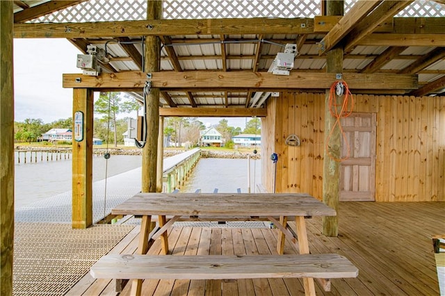 dock area featuring a water view