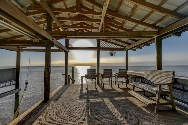 dock area featuring a water view