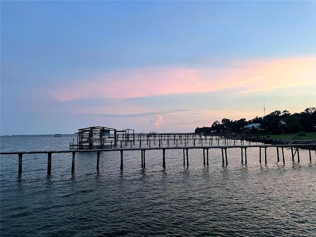 view of dock featuring a water view