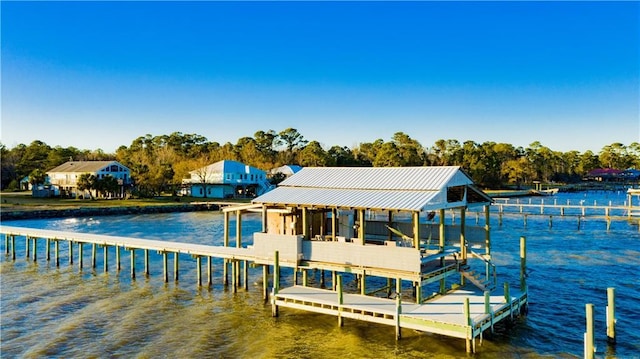 dock area featuring a water view