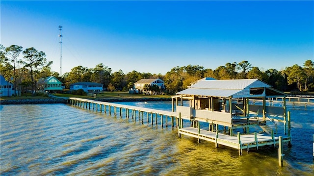 view of dock featuring a water view