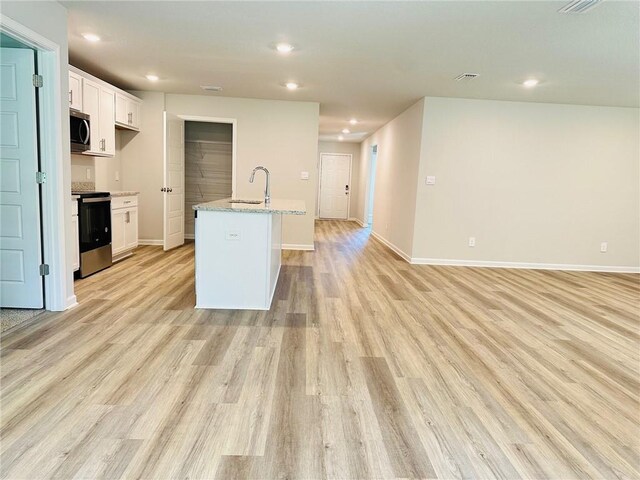 bedroom with light carpet