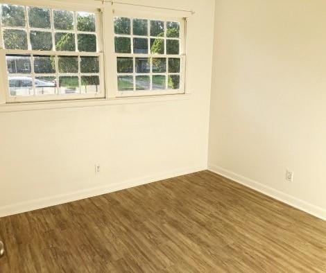 empty room with hardwood / wood-style flooring and plenty of natural light