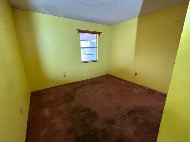 unfurnished room with carpet floors and a textured ceiling