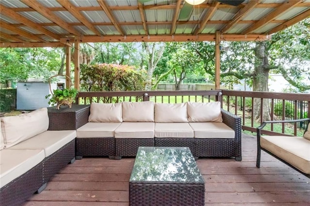 deck with an outdoor hangout area