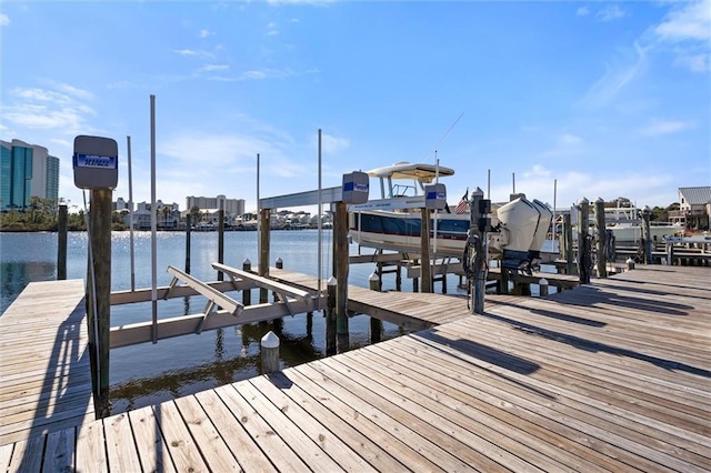 dock area featuring a water view