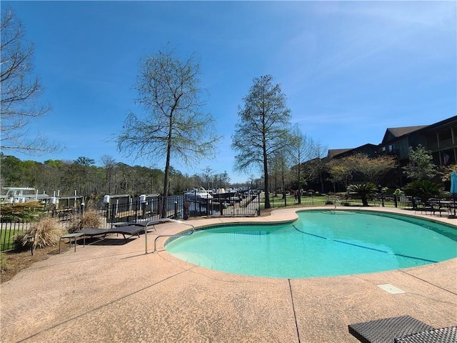 view of swimming pool with a patio