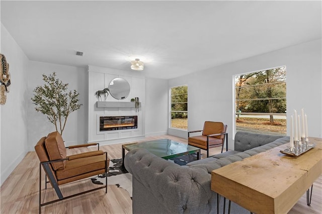 living room with light wood-type flooring