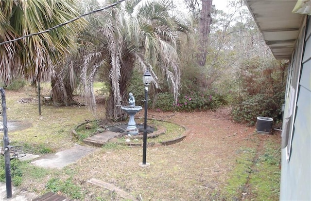 view of yard with central air condition unit