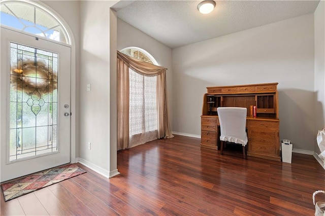 foyer entrance with dark hardwood / wood-style floors