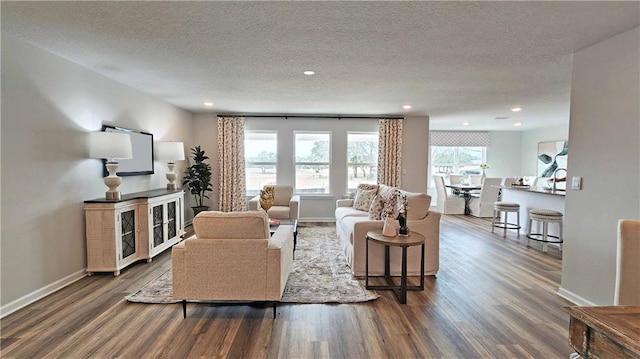 12540 Smith Rd, Grand Bay, AL 36541 - living area with wood finished floors, a textured ceiling, and recessed lighting
