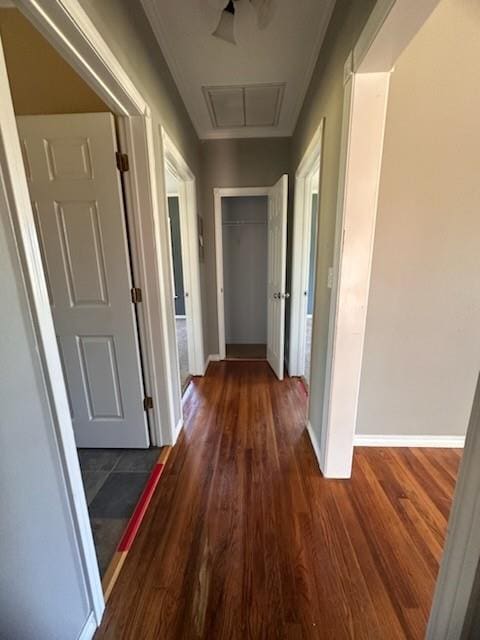 hall featuring dark hardwood / wood-style flooring