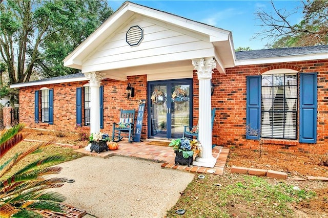 view of front facade featuring french doors