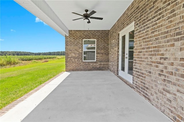 view of patio / terrace featuring a ceiling fan