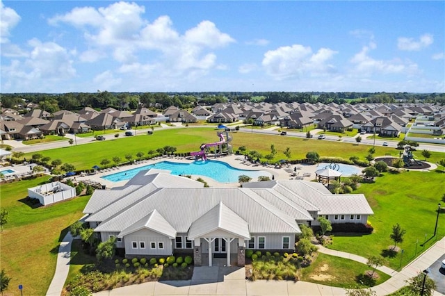 aerial view with a residential view