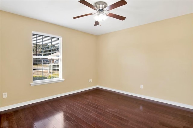 unfurnished room featuring wood-type flooring and ceiling fan