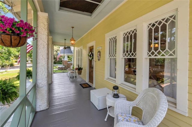 deck featuring covered porch