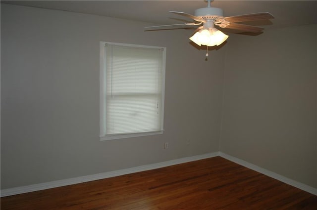 unfurnished room with hardwood / wood-style flooring and ceiling fan