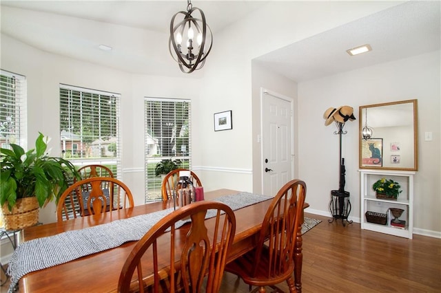 1000 Pinemont Dr, Mobile, AL 36609 - dining area with wood finished floors, a chandelier, and plenty of natural light