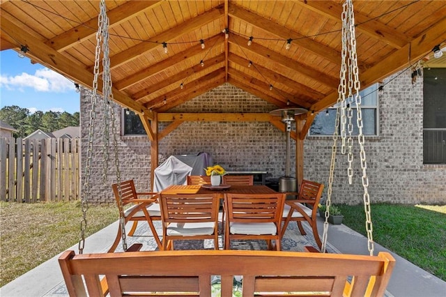 view of patio featuring a gazebo