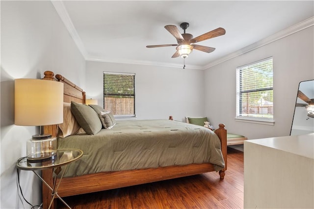 4250 Tara Dr W, Mobile, AL 36619 - bedroom featuring ornamental molding, wood finished floors, and a ceiling fan