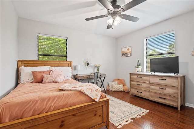 4250 Tara Dr W, Mobile, AL 36619 - bedroom with dark wood-style flooring and ceiling fan