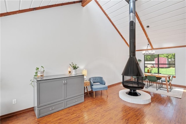 4250 Tara Dr W, Mobile, AL 36619 - living area with wood finished floors, baseboards, wood ceiling, and a chandelier