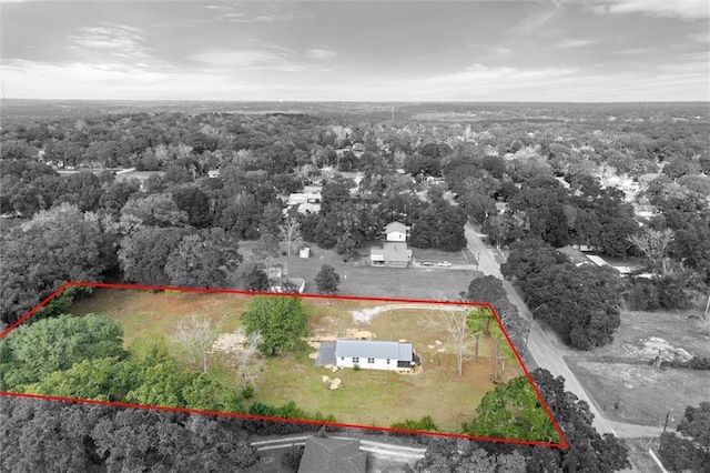 4630 General Rd, Mobile, AL 36619 - aerial view of property and surrounding area featuring property boundaries highlighted and a heavily wooded area