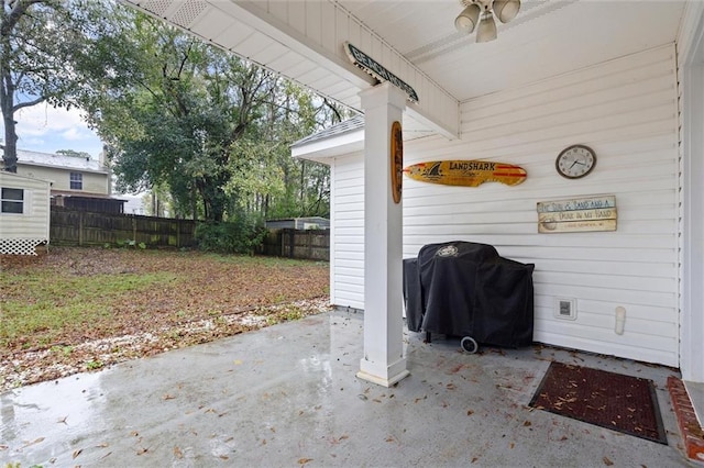 view of patio / terrace featuring a grill