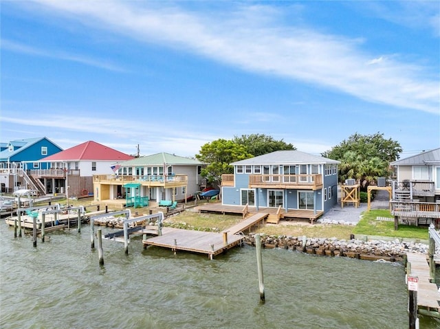 view of dock featuring a water view