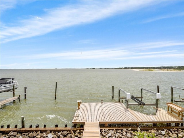 view of dock featuring a water view