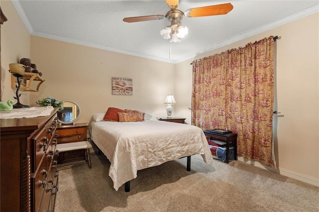 3765 Rabbit Creek Ct, Theodore, AL 36582 - bedroom featuring carpet, crown molding, a ceiling fan, and baseboards