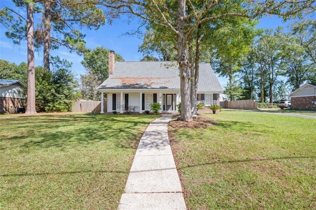 view of front of home featuring a front yard and a porch