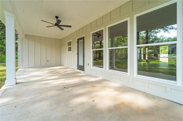 view of patio / terrace with ceiling fan