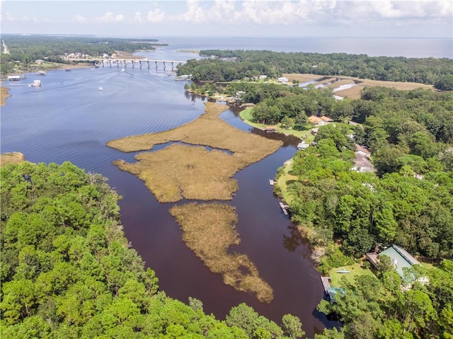 bird's eye view featuring a water view