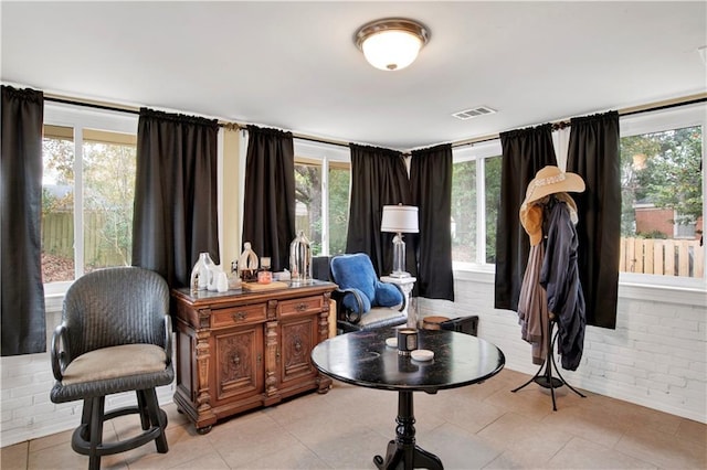 interior space featuring light tile patterned floors