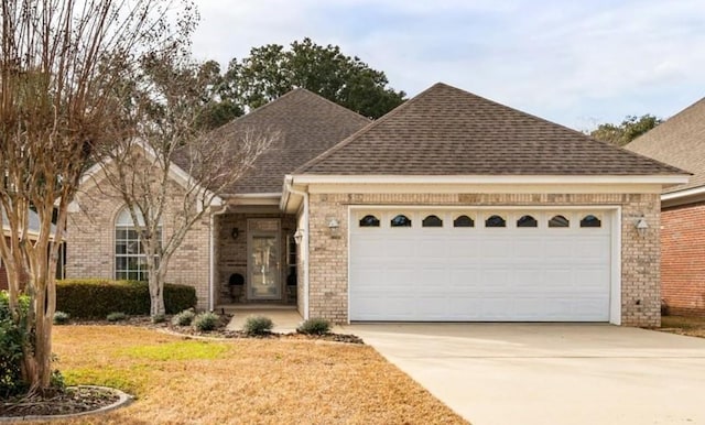 view of front of home with a garage and a front yard