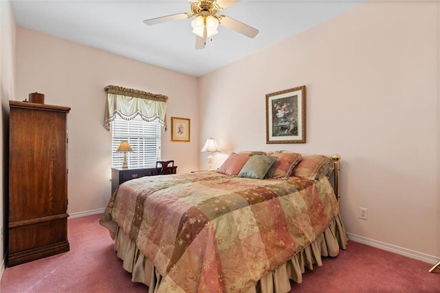 bedroom featuring carpet floors and ceiling fan