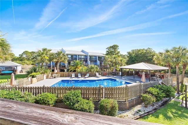 view of pool featuring a gazebo