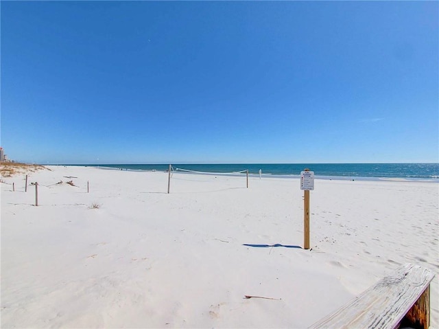 property view of water featuring a view of the beach