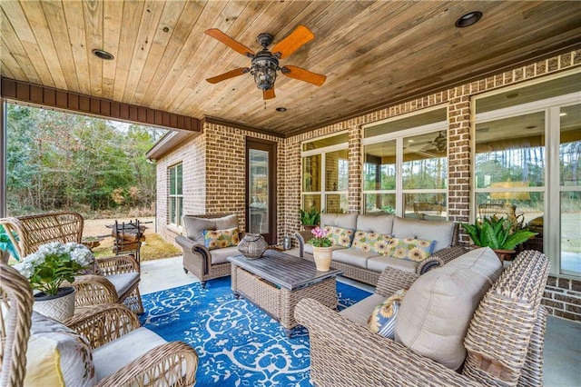 view of patio / terrace featuring an outdoor hangout area and ceiling fan