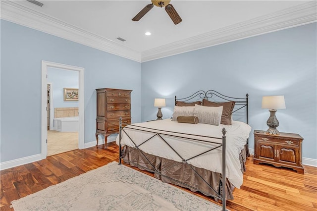 6400 Harbor Place Dr, Daphne, AL 36526 - bedroom featuring baseboards, ornamental molding, wood finished floors, and recessed lighting