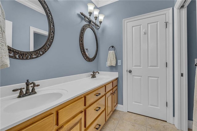 6400 Harbor Place Dr, Daphne, AL 36526 - full bathroom with baseboards, ornamental molding, a sink, and tile patterned flooring