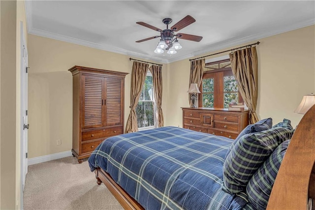 6400 Harbor Place Dr, Daphne, AL 36526 - bedroom featuring crown molding, carpet floors, baseboards, and ceiling fan