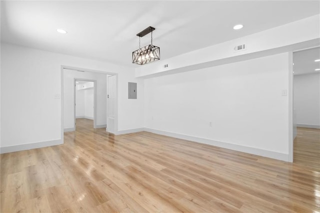 3158 Lees Ln, Mobile, AL 36693 - spare room with electric panel, recessed lighting, light wood finished floors, and visible vents