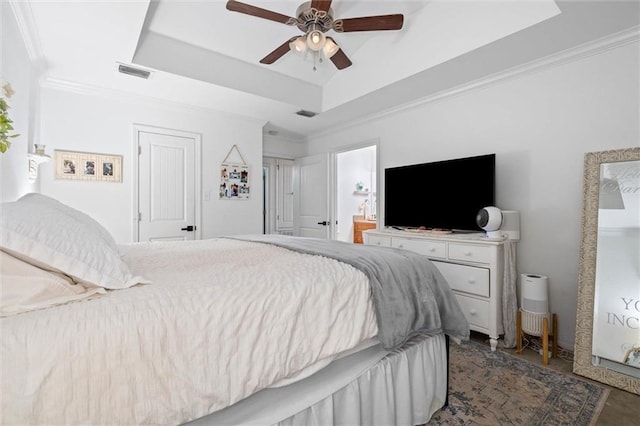 1411 Creola Axis Loop Rd, Axis, AL 36505 - bedroom featuring a raised ceiling, ornamental molding, and a ceiling fan